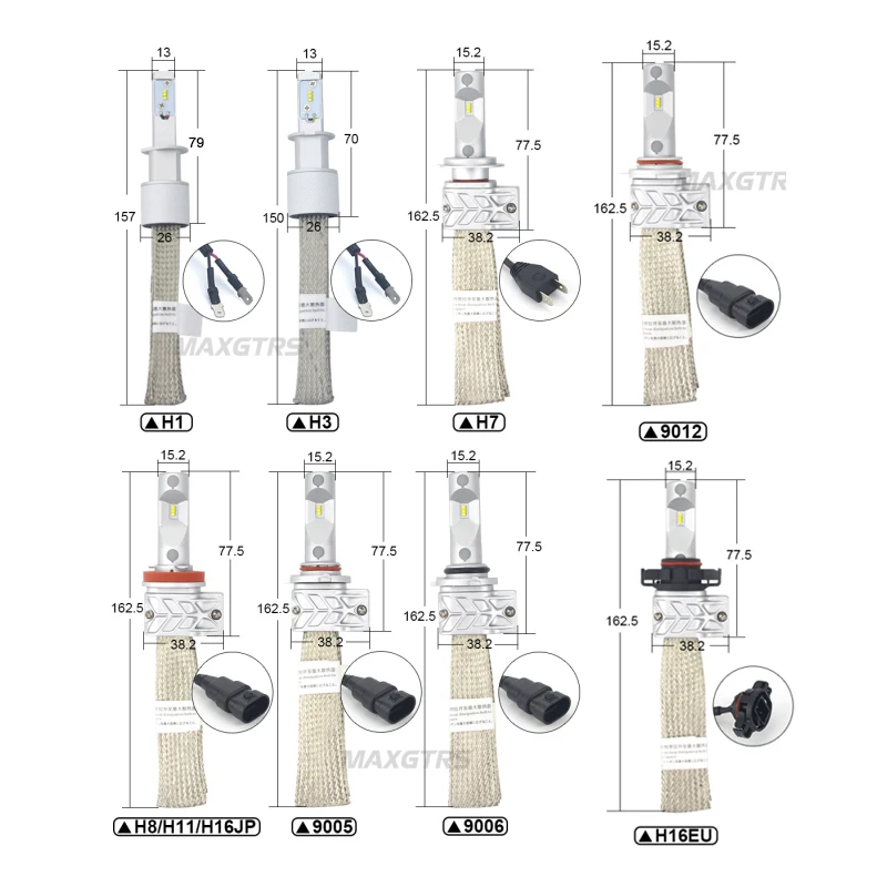 2x H1 H4 H3 H7 H8 H9 H11 H16 9005 HB3 9006 HB4 9012 HIR2 H13 9004 Car LED Headlight 8000lm Lumileds Chip Light Bulb Headlamp