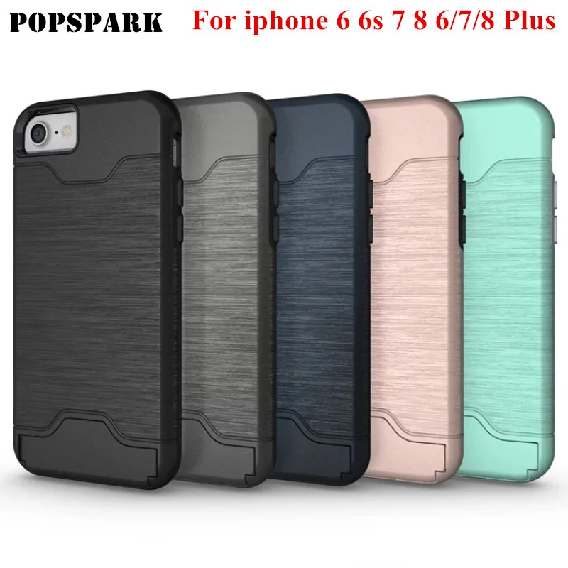 Мобильный чехол для телефона задняя крышка/сумка для iphone 6 Plus съемный со скрытым держатель для карт& медиа стенд для iphone 6 6s 7 8 Plus