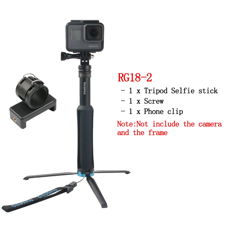 RG18-2 Ручной штатив для селфи выдвижной монопод для Gopro Hero 8 7 6 5 4 3+ SJCAM Xiaomi YI 4k eken H9 sony спортивная камера - Цвет: RG18-2