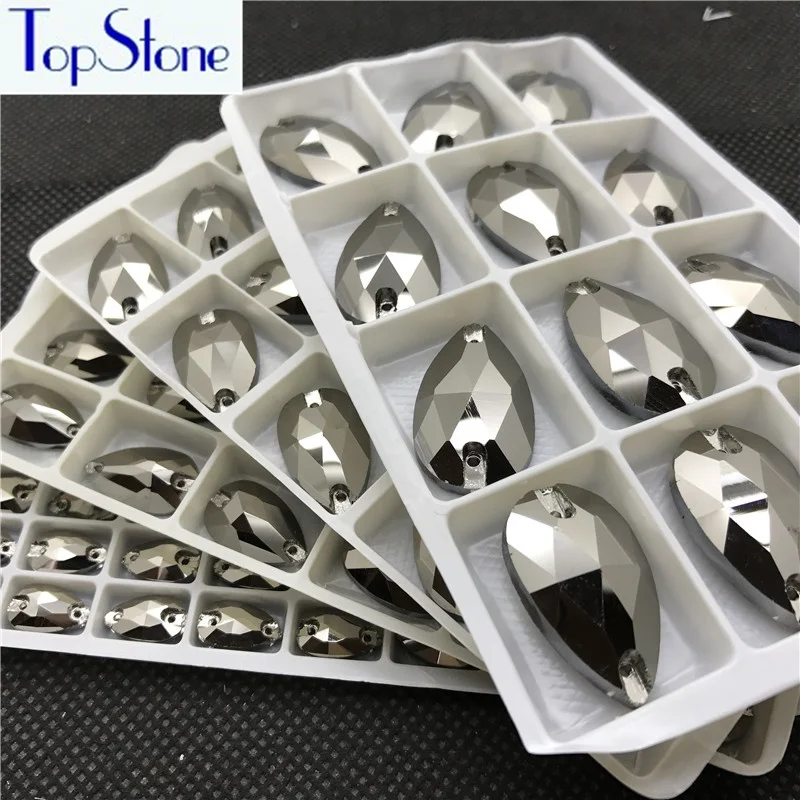 TopStone Teardrop пришитое на страз стекло кристалл струя гематит цвет 2 отверстия