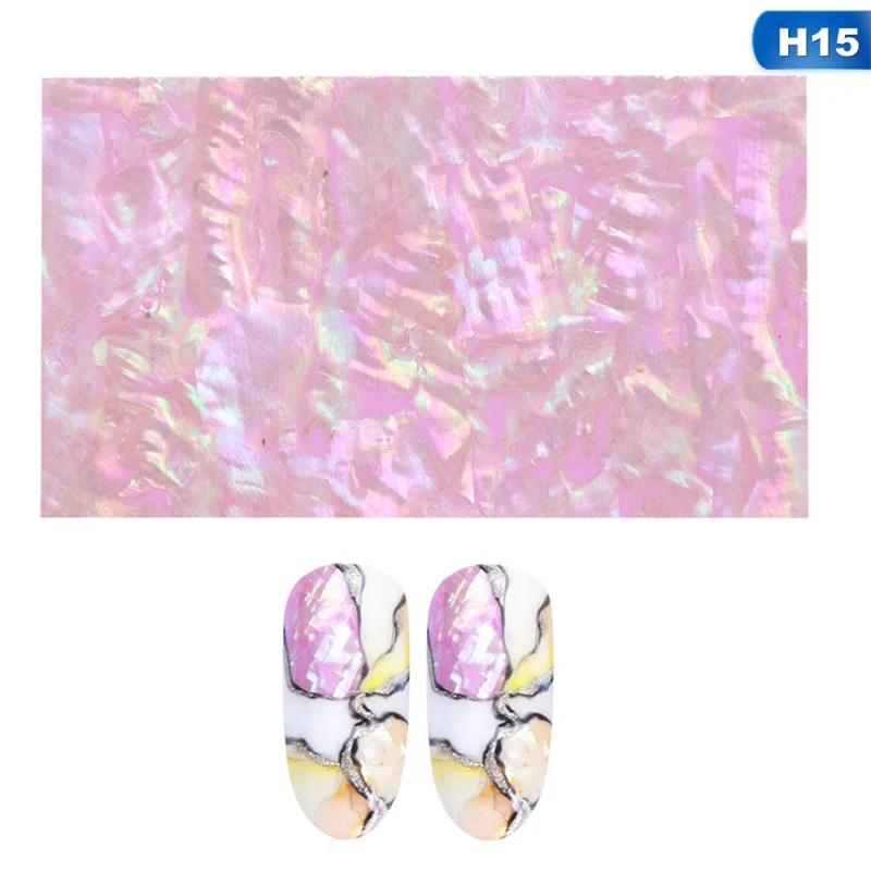 H15 Лак для ногтей фольги 3D проблеск Abalone Shell узор клейкая оберточная бумага мрамор Русалка наклейки для ногтей украшения - Цвет: H15