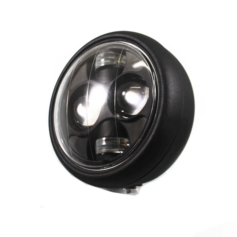 Motorcycle High Low Beam LED 6 1/2&quot HeadLight Cafe Racer Bobber Chopper Cruiser Touring Scooter Offroad Black |