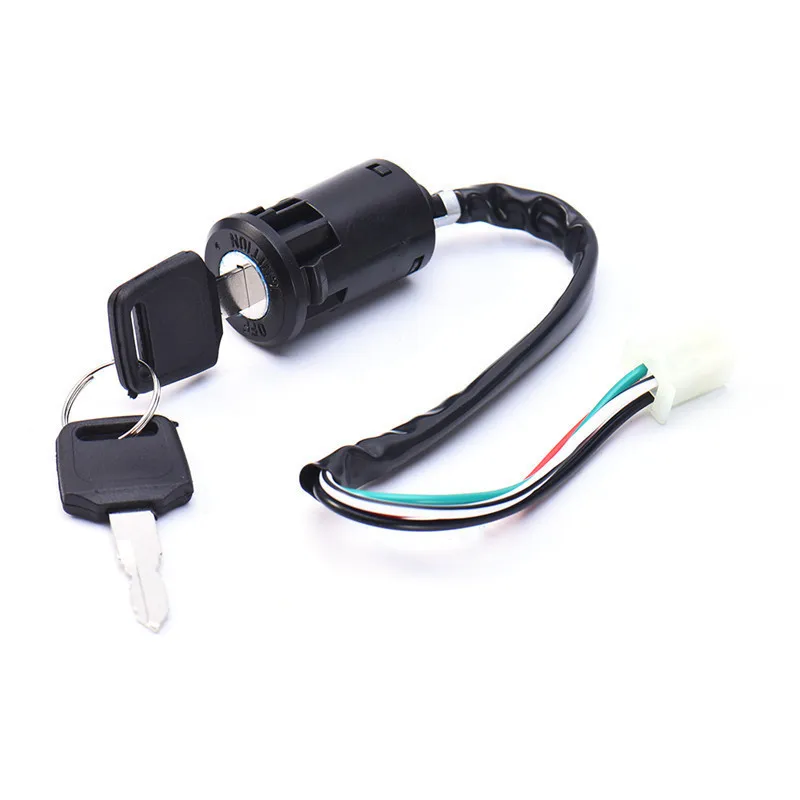 Медный цилиндр для мотоциклов 4 провода ключ зажигания замок с ключом ATV