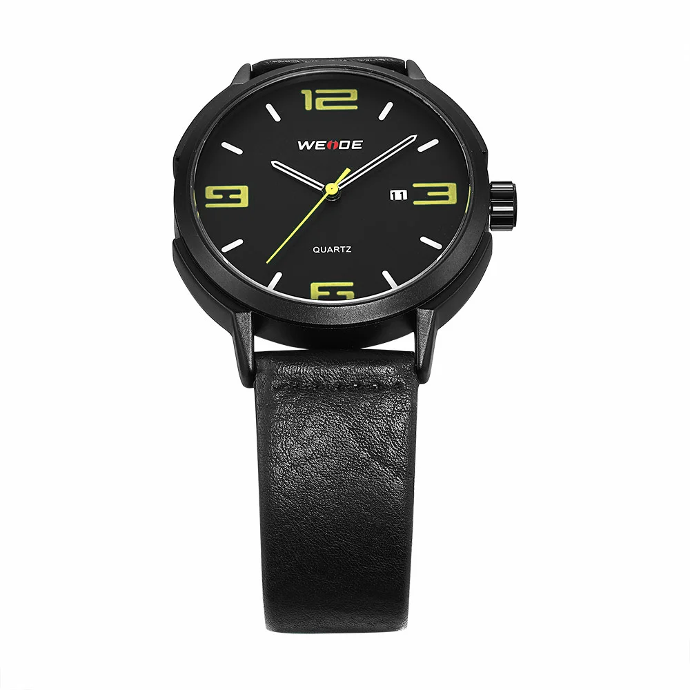 WEIDE Брендовые Часы Мужские Роскошные автоматические кожаные часы аналоговые