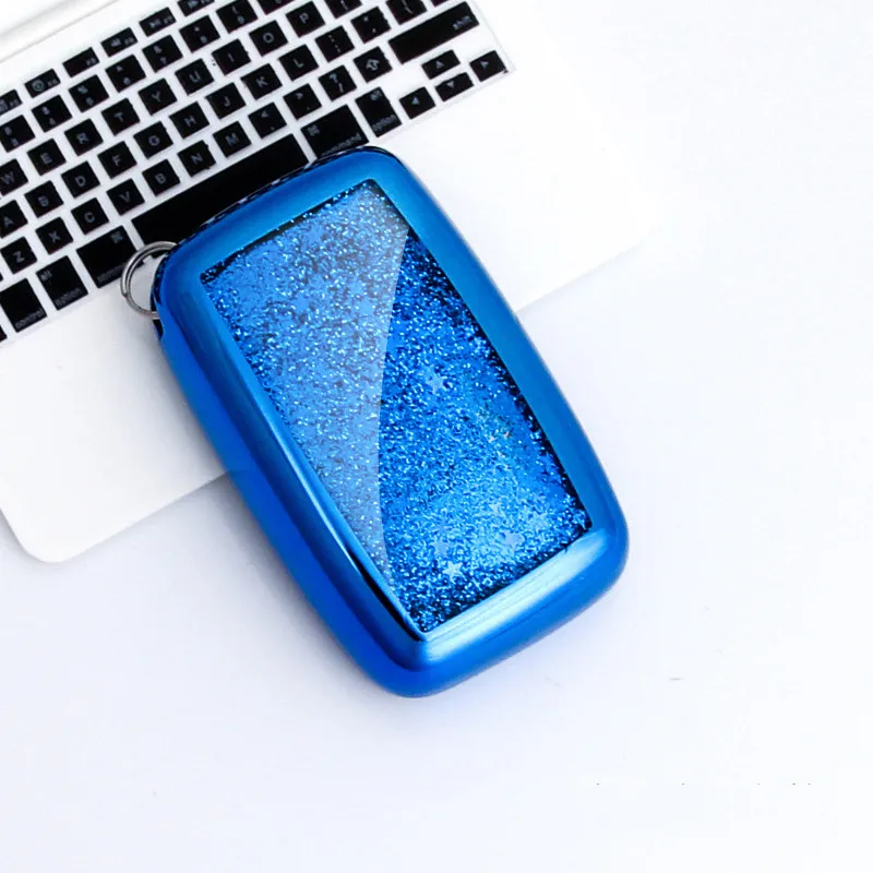 A-blue Забавный Quicksand Мягкий ТПУ чехол для ключей чехол для Land Rover Range Rover Sport Evoque freelander 2 Jaguar XE XJ Xjl XF C-X16 V12 - Название цвета: A-blue