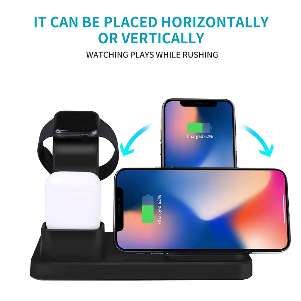 10 Вт быстрая Qi Беспроводная зарядная подставка для Apple Watch 5 4 3 2 AirPods док станция