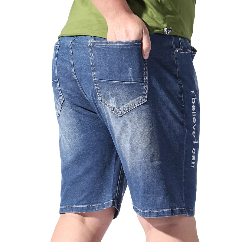 XL-6XL плюс Размеры мужские джинсовые шорты мешковатые для лета стрейч