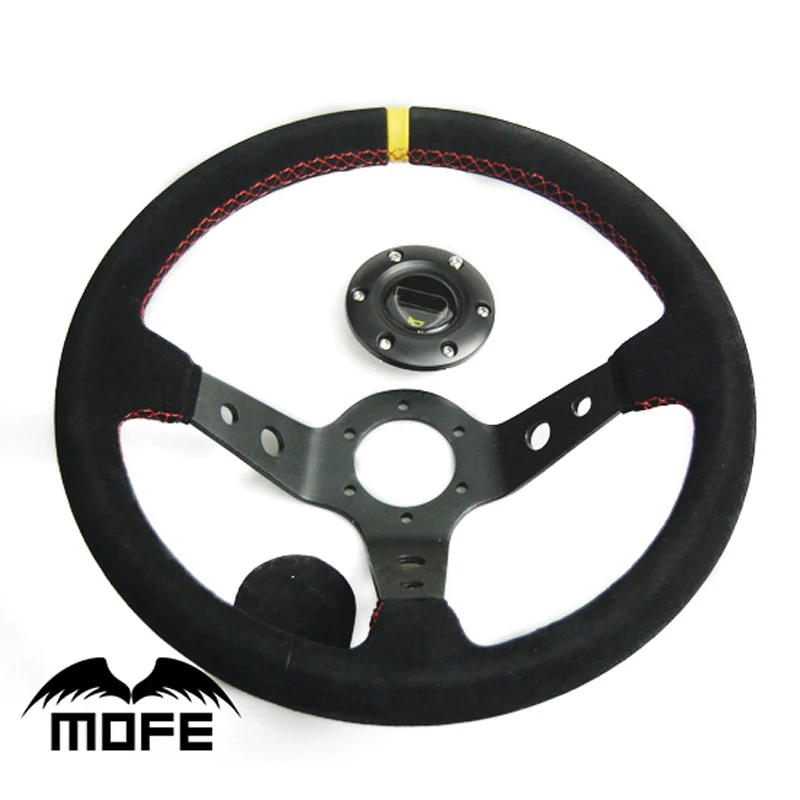 MOFE 14inch 350mm Deep Corn Drifting Steering Wheel / Suede Leather wheels | Автомобили и мотоциклы