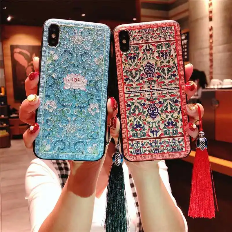 Для iPhone Xs X 6 6S Plus чехол для телефона Китайская традиционная вышивка ремесло 3D