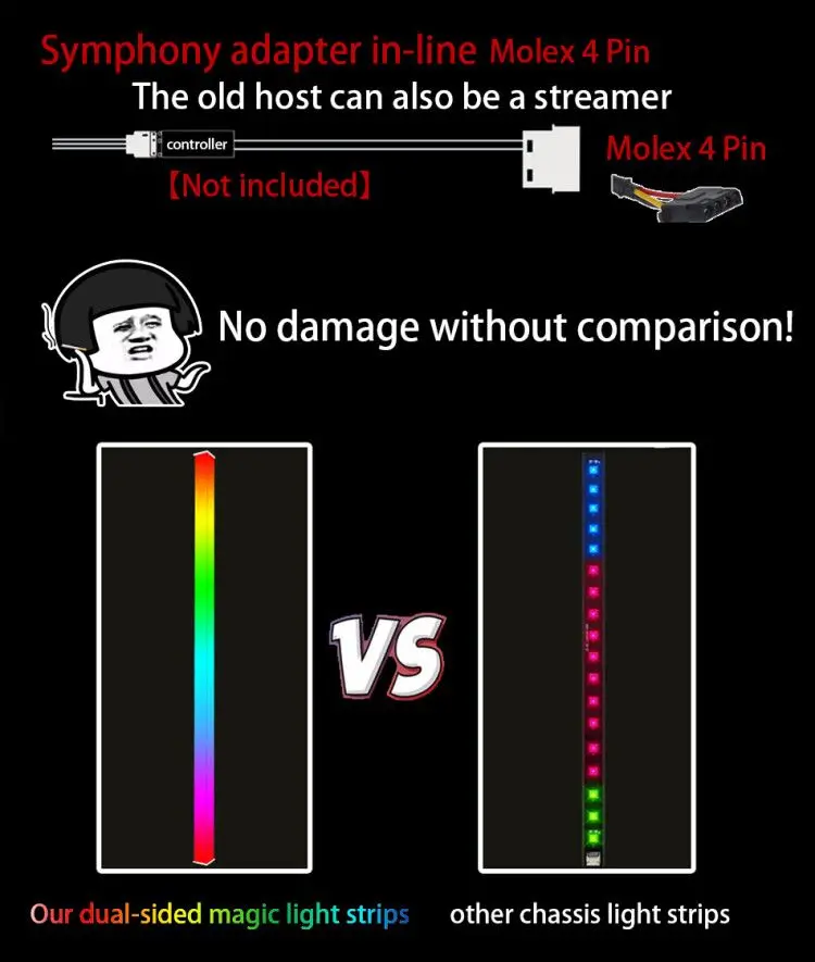 Симфония шасси лампы для чтения магнитными RGB полоса 40 см загрязнения атмосферы 5V ASUS AURA SYNC