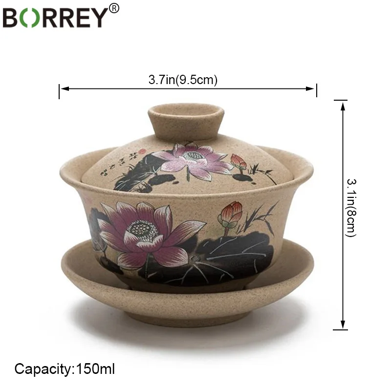 Чайный набор BORREY из фарфоровой керамики чайный Gaiwan расписанный вручную