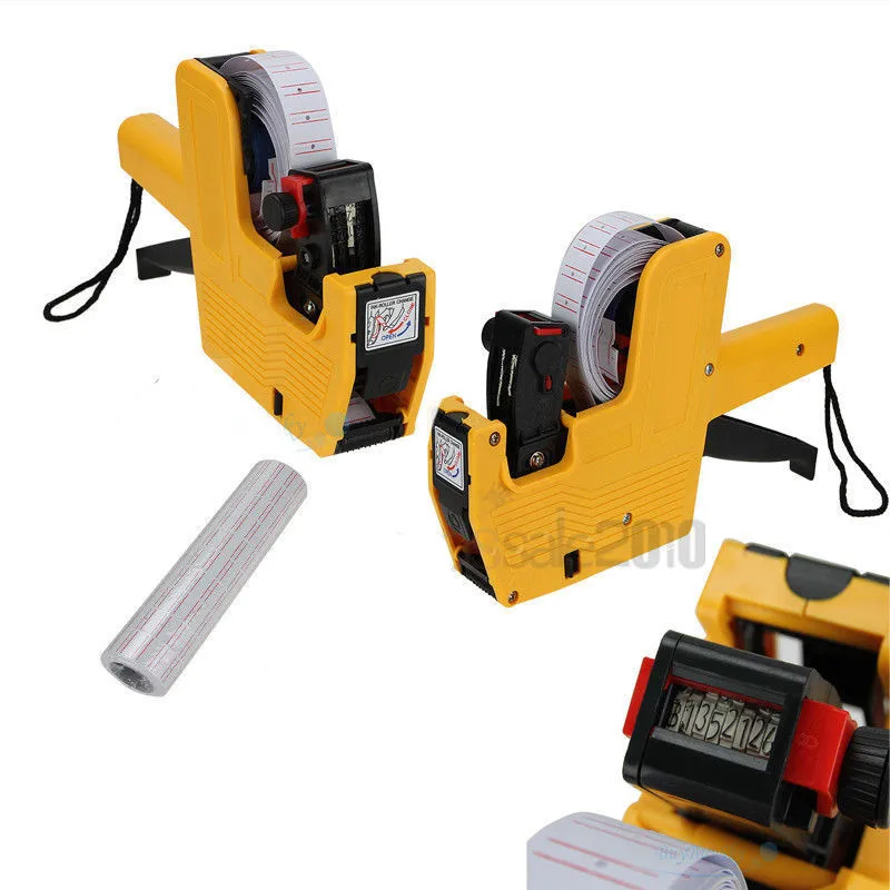 

[ Fly Eagle ] 2X YELLOW MX-5500 8 Digits Price Tag Gun + 5000 White w/ Red lines labels + 1 Ink