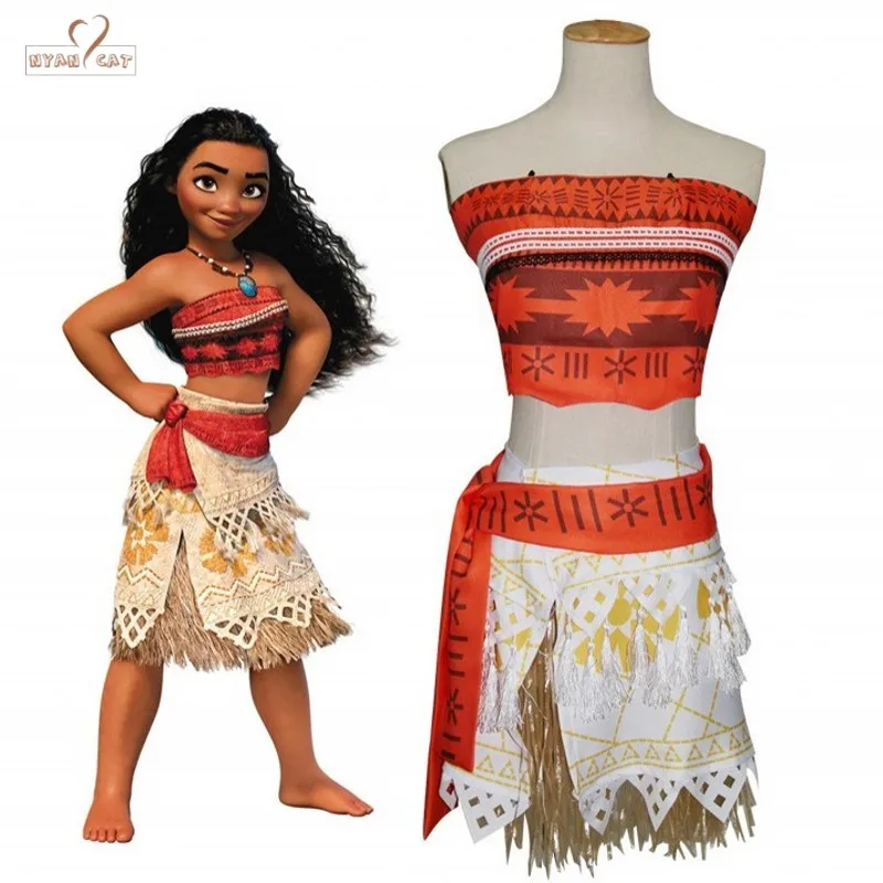 toddler Little Girl's Bohemia Moana Suit Princess Costume 4pc Suit Summer Style Cosplay with Wig