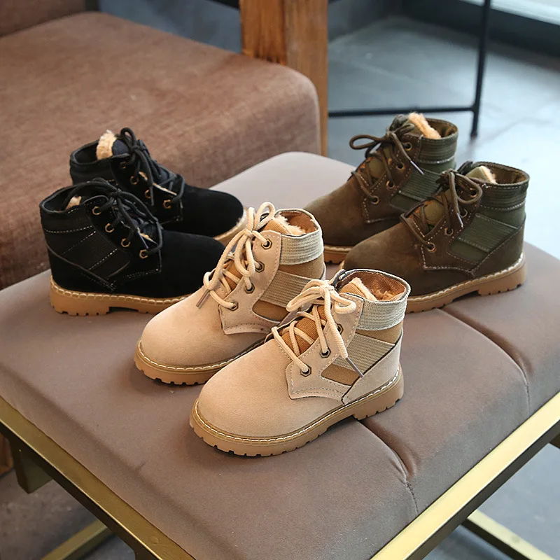 Кожаные Ботинки Martin новые детские ботинки для мальчиков теплые Нескользящие