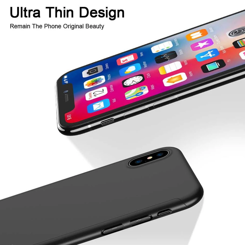 FLOVEME Full Coverage Phone Case For iPhone 7 8 Plus X XS Max XR 360 Protective Cases 5 5S SE 6 6S Hard PC Shell |
