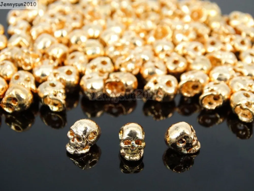 Боковая просверленная Металлическая роза браслет с золотыми черепами ожерелье