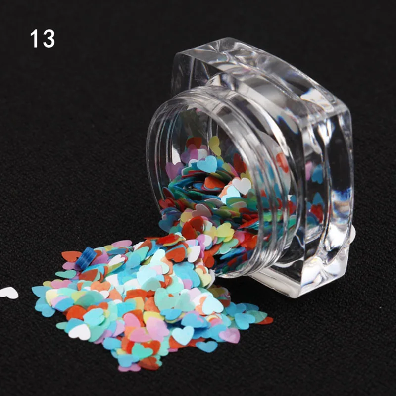 21 цвет гвоздь в форме сердца блёстки дизайн ногтей украшение для женщин девочек