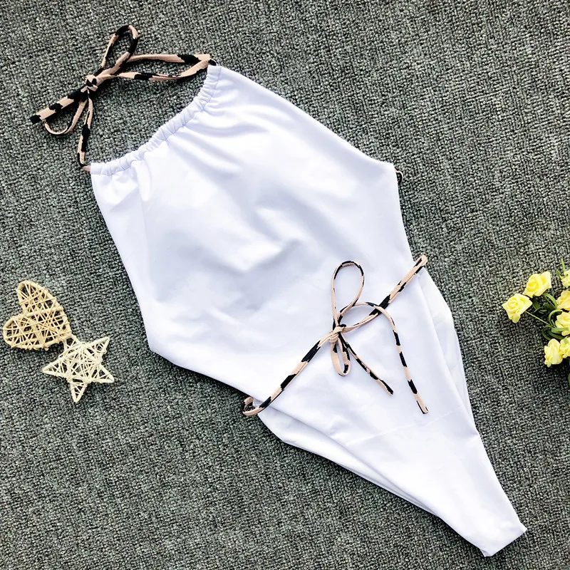 In X галстук купальник цельный сексуальный леопардовый принт бикини 2019 Холтер Топ