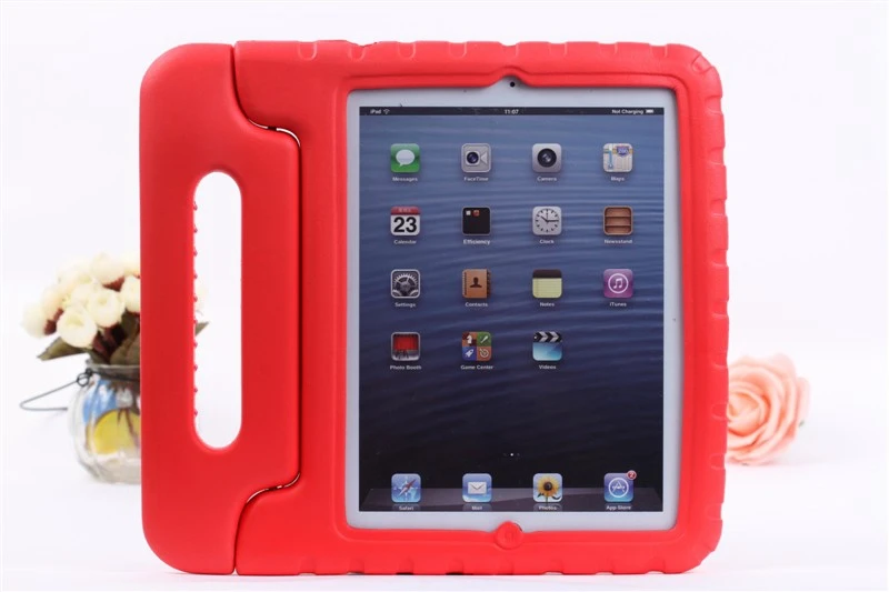Красный Чехол фирмы eva, ударопрочный для IPad 2, 3, 4 Чехол дети силиконовые края с Портативный ручная крышка-держатель для IPad 3 4 2 корпус безопасный Fundas - Цвет: Красный
