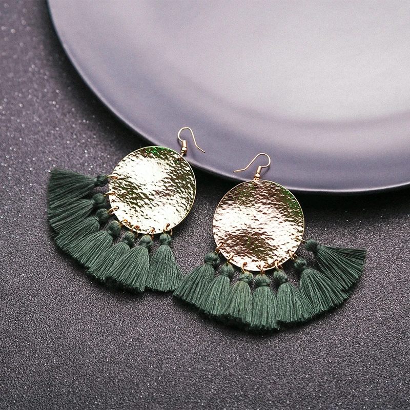 Fashion color tassel long dangle earrings for women bohemia female girl dating gift vintage holiday party | Украшения и