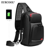 eurcool 9 7 ipad crossbody shoulder bag for men short trip messenger bags water repellent usb charging chest packs n1906