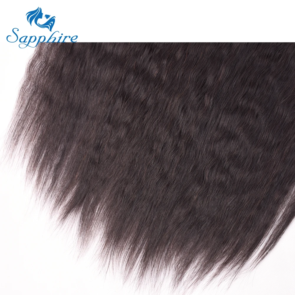 Sapphire Kinky Straight Lace Frontal Closure 100% Human Hair 13*4 Remy 8-20 Inch Natural Color Free Shipping | Шиньоны и парики