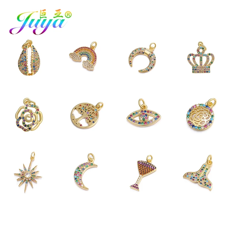 Juya DIY поставки ювелирных изделий многоцветные Кристаллы оболочки Корона дерево Радуга Подвеска из снежинки Подвески для изготовления ювелирных изделий