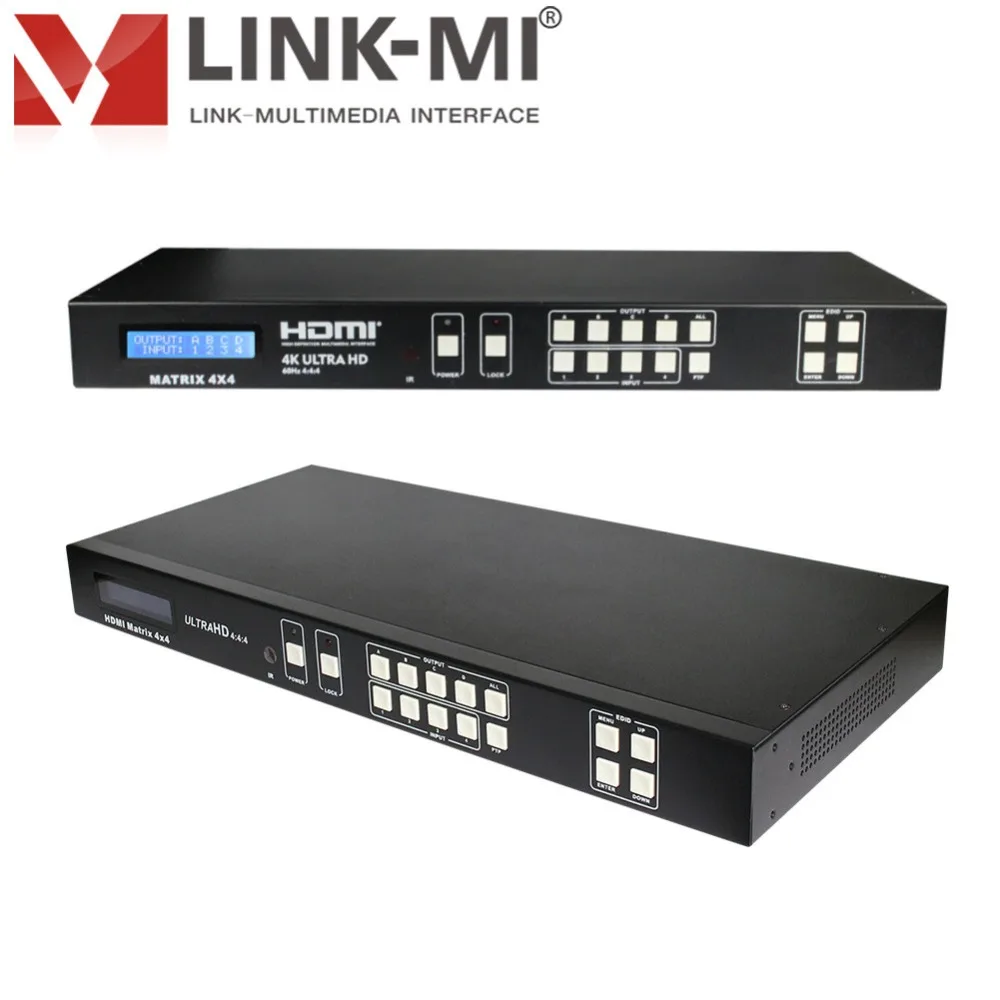 LINK-MI MX44B HDMI 4x4 матричный коммутатор 4x1 4K2K/3D HDMI2.0 HDCP2.2/HDCP1.4 18G 4:4:4 ИК-пульт