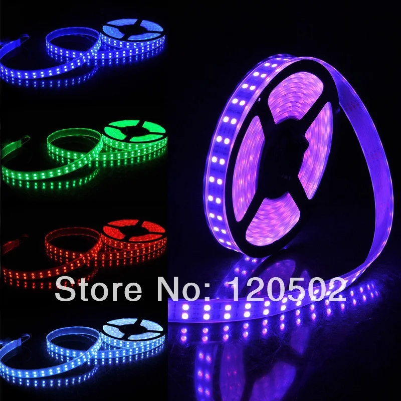 Бесплатная доставка 5 м двухрядная 5050 водонепроницаемая светодиодная лента RGB 600
