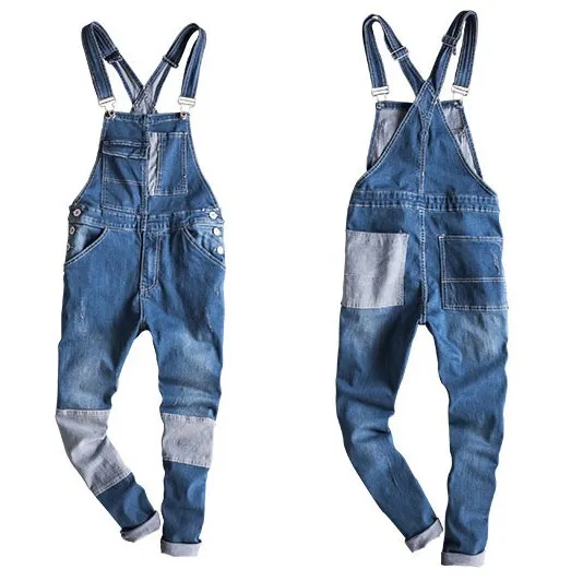 Mens Vintage Jeans Jumpsuit One Piece Work Bib Denim Overalls Male Hip Hop Suspender Pants Japan Fashion Men Cargo Strap Jeans