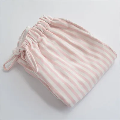 Wide stripes Pink Женские пижамные штаны на весну и осень, хлопок, пижамные штаны в полоску, свободные штаны, уплотненные, двухслойные, из хлопчатобумажной пряжи, Slee - Цвет: Wide stripes Pink