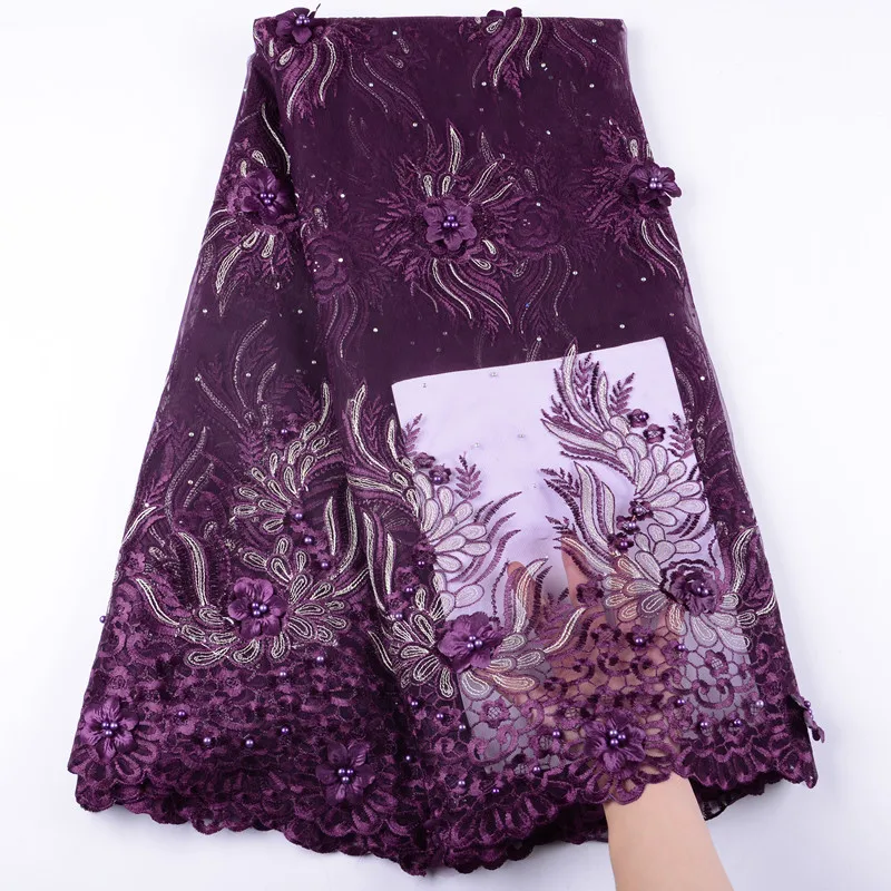 

New Design African 3D Flowers Lace Fabric Gold French Net Lace 2019 Appliqued Nigerian Tulle Lace For Evening Party Dress S1439