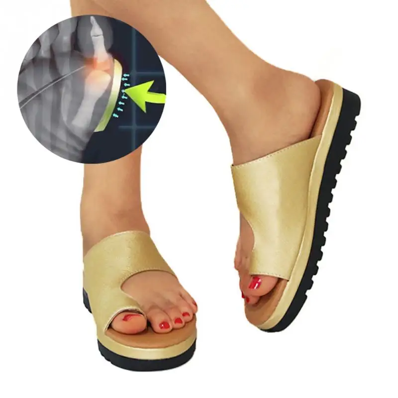 Женские босоножки на плоской подошве Вьетнамки лоферы Bunion корректирующая обувь