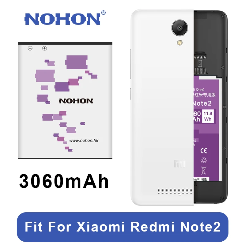 Новые оригинальные NOHON Bateria BM45 для Xiaomi RedMi Note 2 Batterij Hongmi Red Rice Note2 3060 мАч Сменные