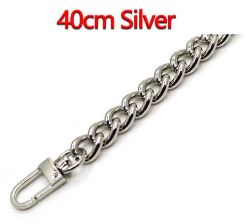 40cm Silver Высококачественные Алюминиевые цепочки, золото, серебро, черный пистолет 10 мм сменный светильник, кошелек, цепочка, сумка на плечо, ремни для маленьких сумок - Цвет: 40cm Silver