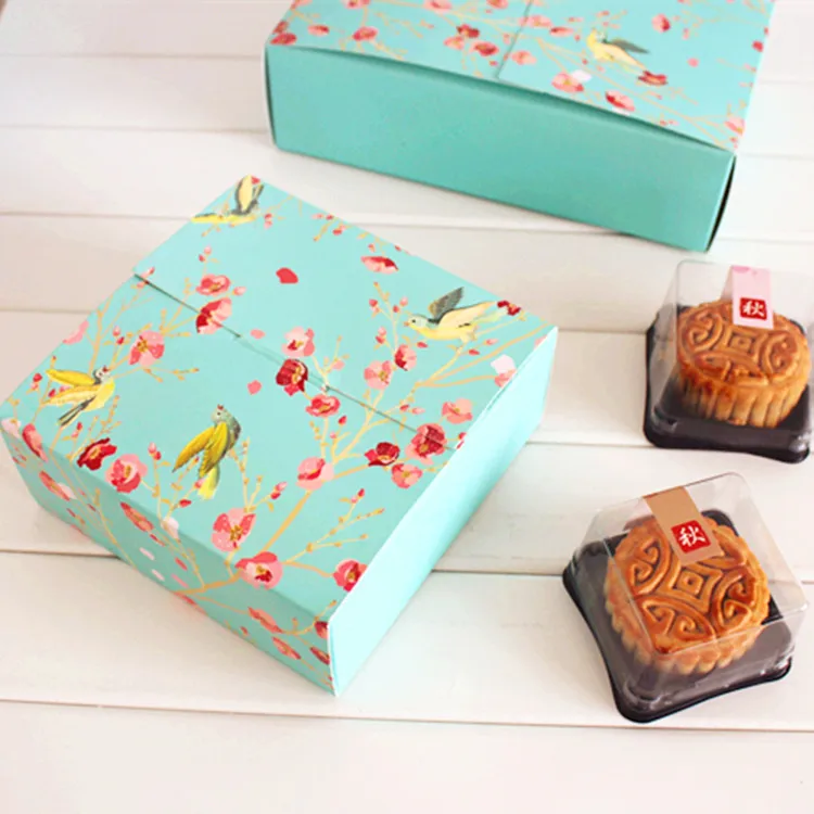 Квадратная Осенняя коробка с цветами 50 г 4 шт. упаковка для mooncake выпечки яичного