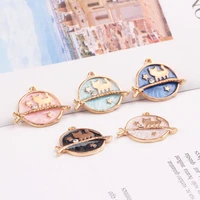 10pcs glitter drop oil cats tree branches charms round enamel pendants charms bracelet earring jewelry making accessories fx065