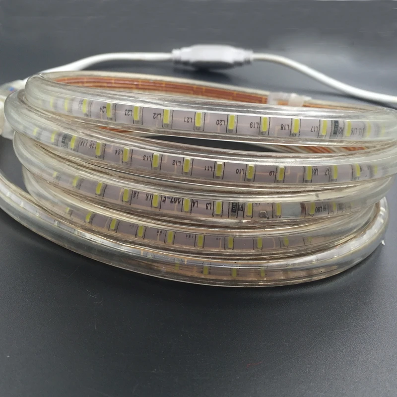 SMD 3014 Светодиодный светильник AC220V 120 светодиодный/M супер яркая лента-гирлянда IP67 Водонепроницаемый светодиодный светильник+ ЕС вилка наружный светодиодный светильник