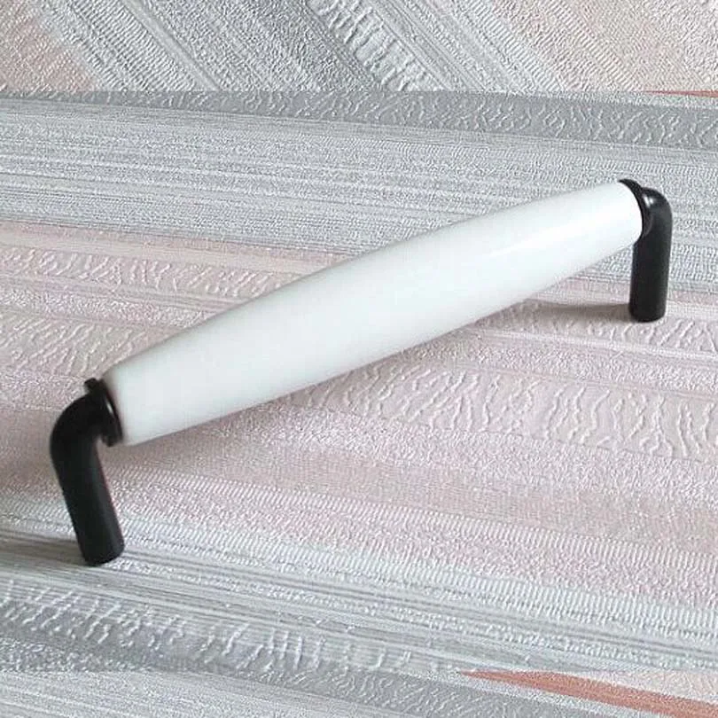 

96mm White Black Dresser Pull Drawer Pull Handle Ceramic Kitchen Cabinet Door Knobs Handle Porcelain Furniture Handles Hardware