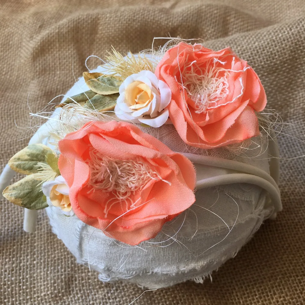 Органическая сатиновая повязка на голову с цветами для новорожденных 1 шт.