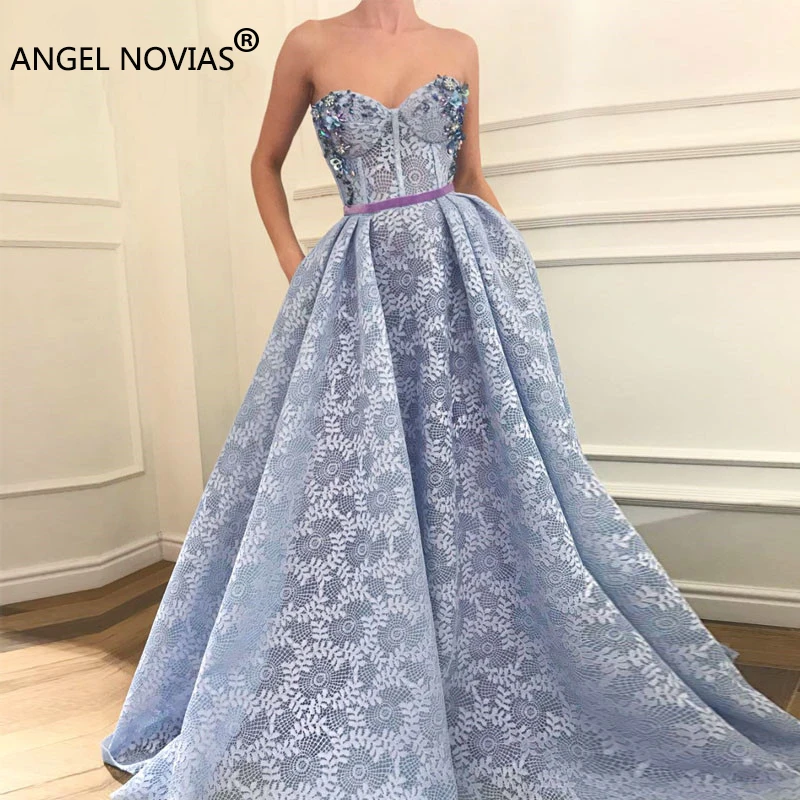 Женское длинное вечернее платье ANGEL NOVIAS элегантное кружевное в арабском стиле