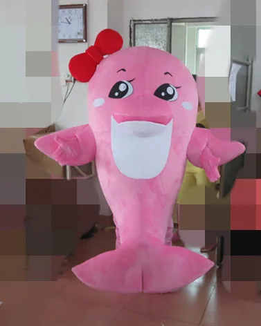 

High quality Deluxe Shark Whale Pink Dolphin Mascot Costume Character Mascot Outfit Suit Free Shipping