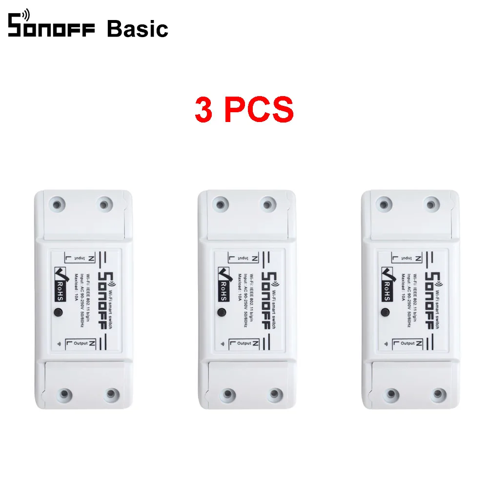 3 шт. Sonoff Basic 10A Wifi Smart Switch дистанционный Беспроводной Выключатель питания умный