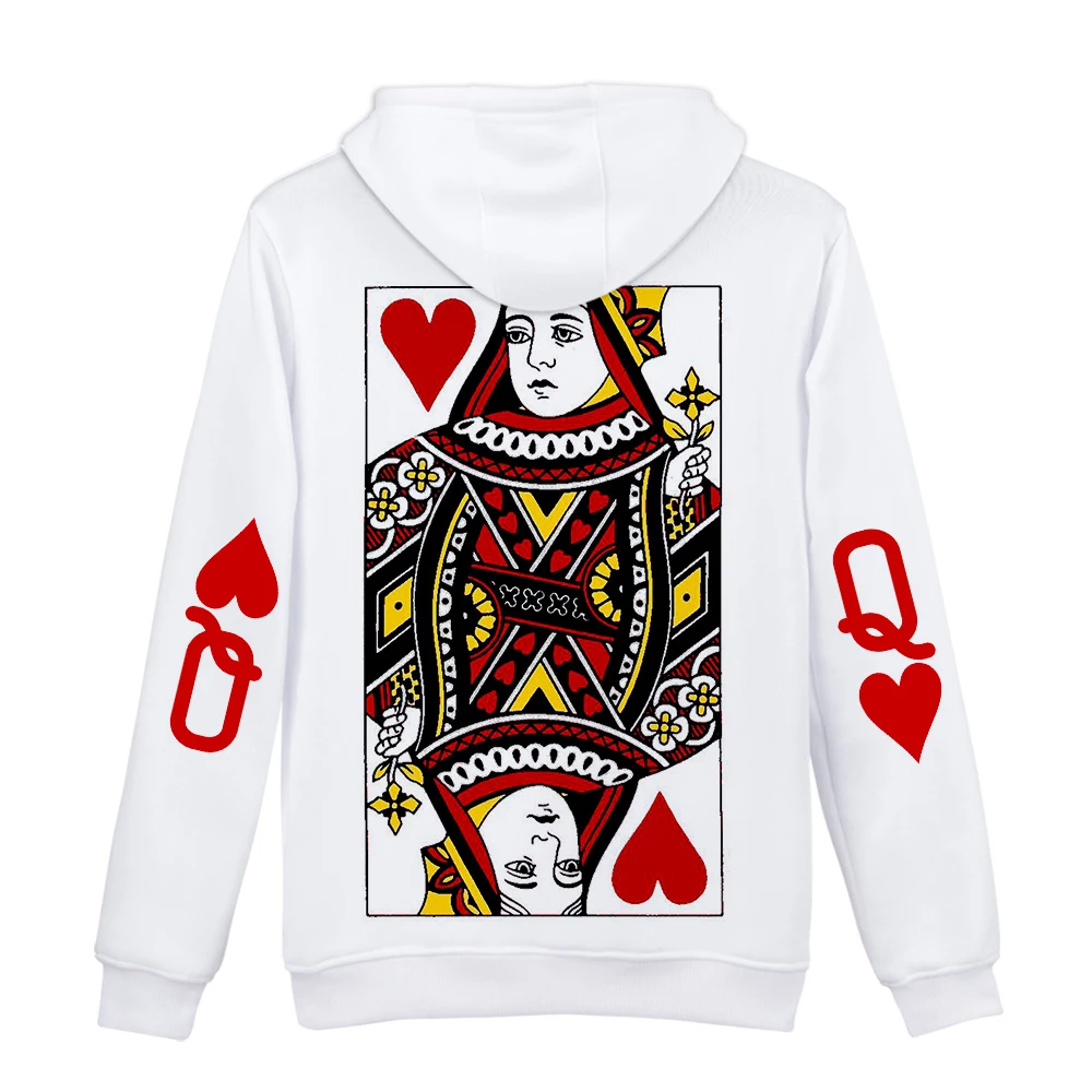 Белый с принтом 3D Poker Face Q Кофты модные классические подходящий ко всему пуловер