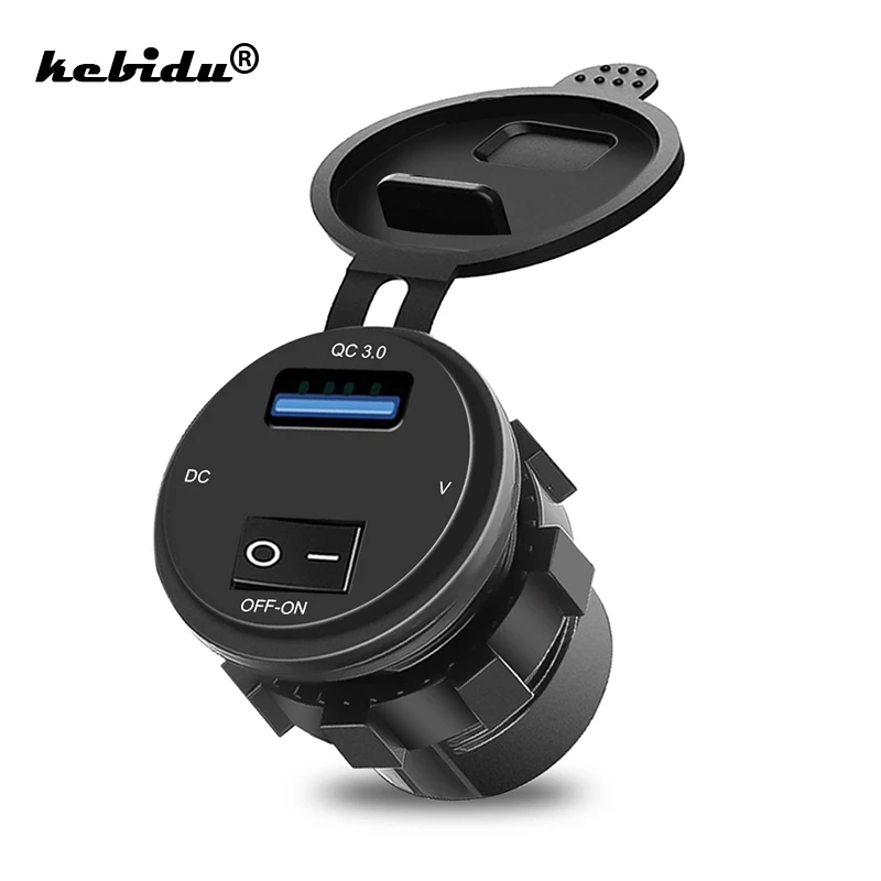 

12V-24V USB Car Charger With Led Light Power Adaptor Car Socket Separate Switch QC3.0 Fast Charger Car cigarette lighter For Car