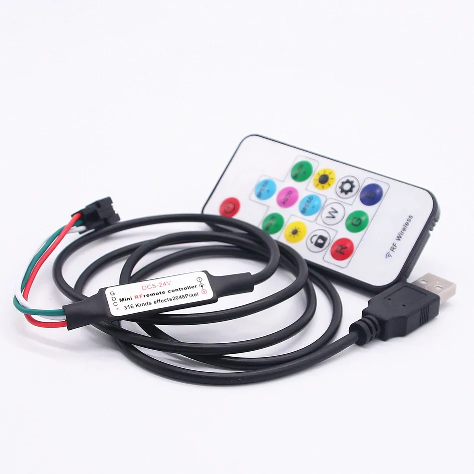 5 в USB LED контроллер 17Key SP103E RF беспроводной пульт дистанционного управления для WS2811