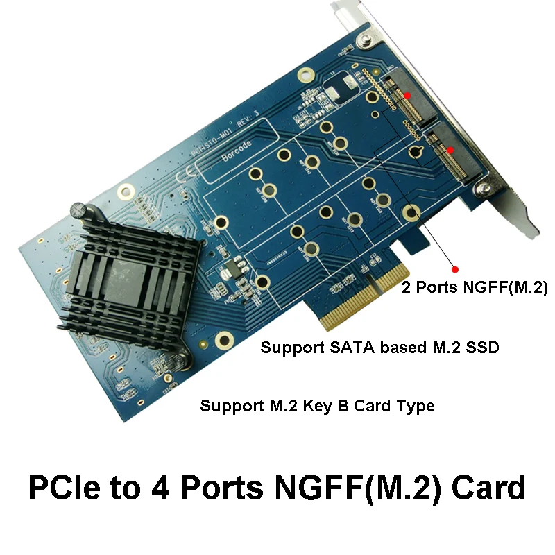 PCIe M.2 адаптер PCI Express на 4 порта NGFF RAID Card HyperDuo Mode|Платы расширения| |