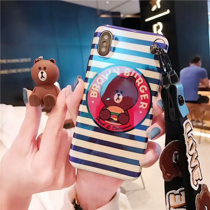 Hazy beauty For iPhone X XS XR MAX Case Luxury Cute Brown Bear Pattern Silicone Cases iphone 6S 6 7 8 plus Back Cover |