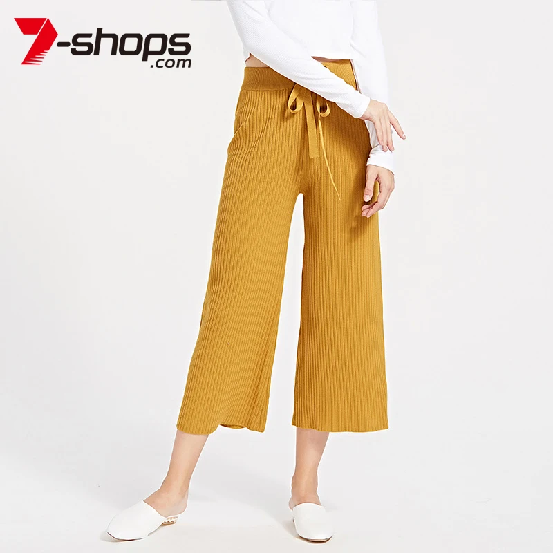 7 shops женские трикотажные широкие брюки тонкие осенние свободные повседневные с