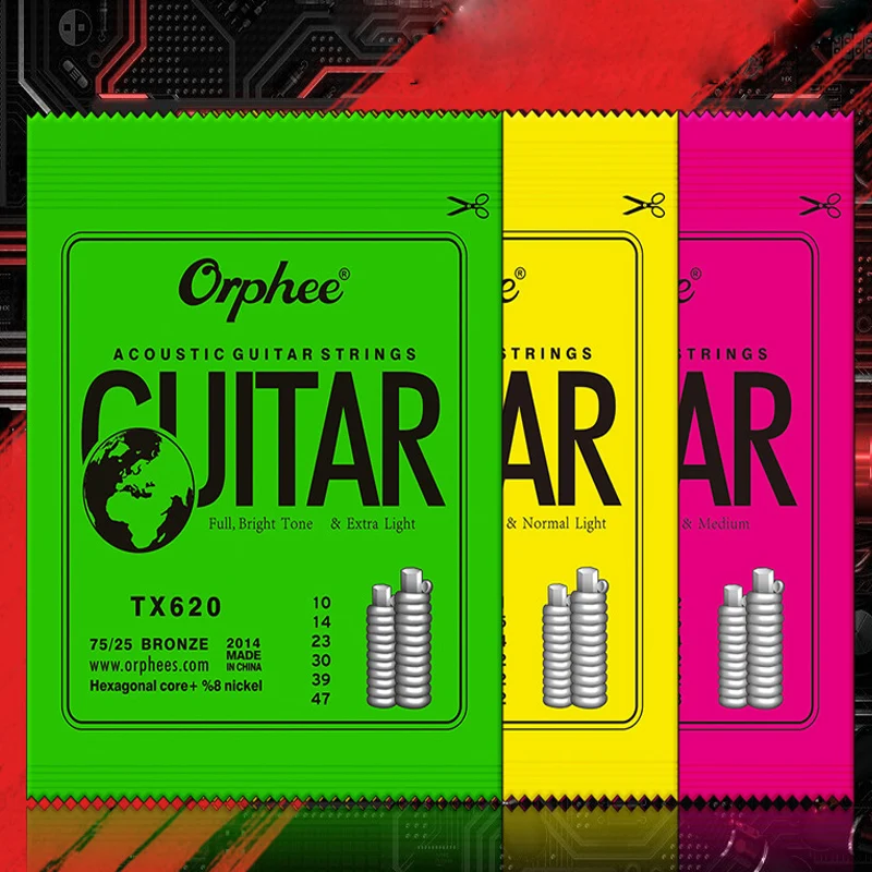 

Сменные Струны для акустической гитары TX620, TX630, TX640, зеленая фосфористая бронза, подходит для начинающих гитар